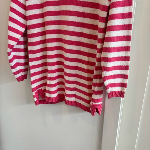 Jones New York Sport Vintage Pink & White Striped Tunic V-neck Women's Sweater S - Picture 6 of 8